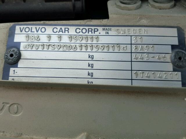 YV1TS90D611159111 - 2001 VOLVO S80 T6 SILVER photo 10