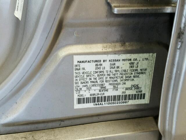 1N4AL11D05C233987 - 2005 NISSAN ALTIMA S TAN photo 10