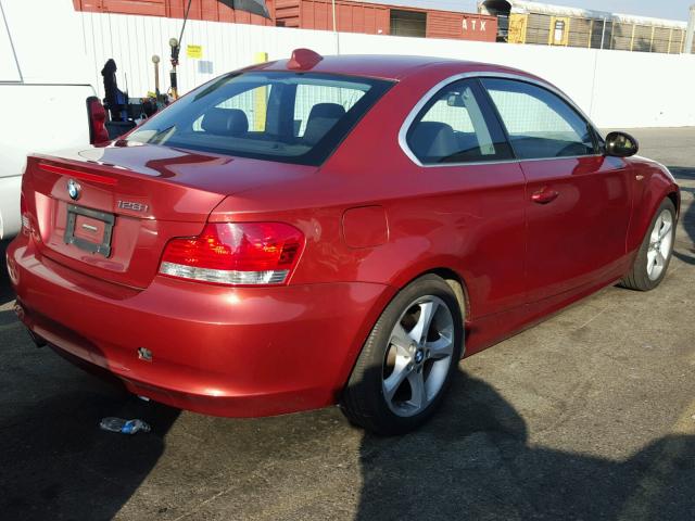 WBAUP73588VF08289 - 2008 BMW 128 I RED photo 4