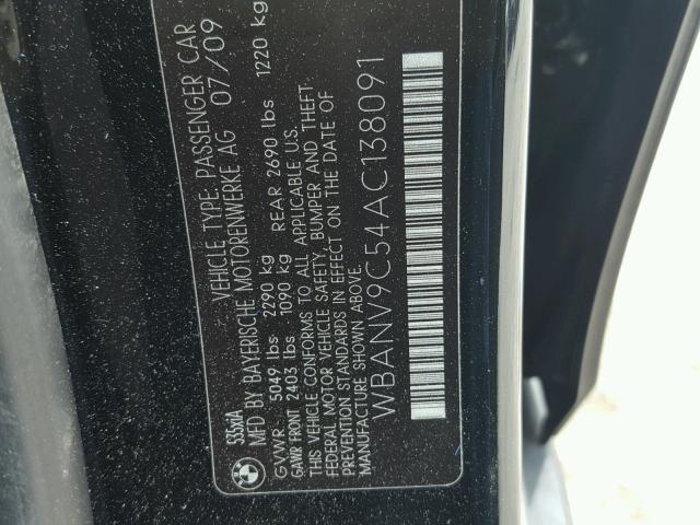 WBANV9C54AC138091 - 2010 BMW 535 XI BLACK photo 10