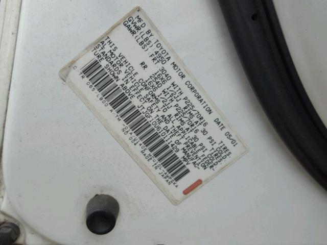 JTJGF10U610111429 - 2001 LEXUS RX WHITE photo 10