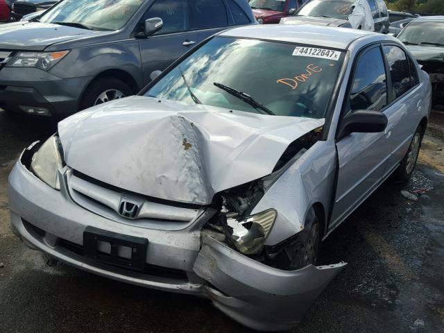 1HGES16545L031140 - 2005 HONDA CIVIC LX SILVER photo 2