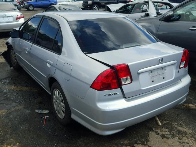 1HGES16545L031140 - 2005 HONDA CIVIC LX SILVER photo 3