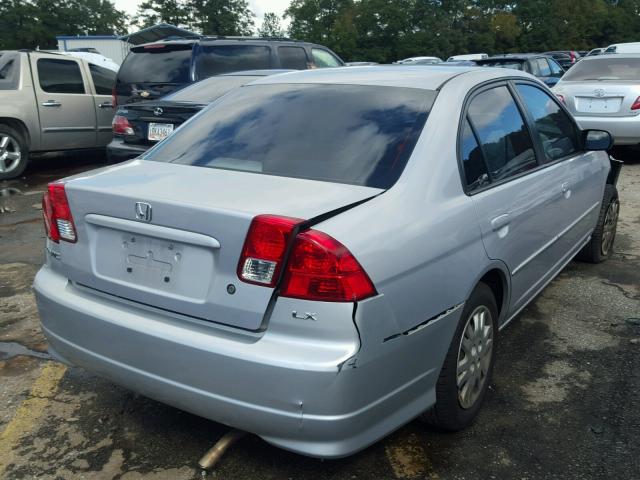 1HGES16545L031140 - 2005 HONDA CIVIC LX SILVER photo 4