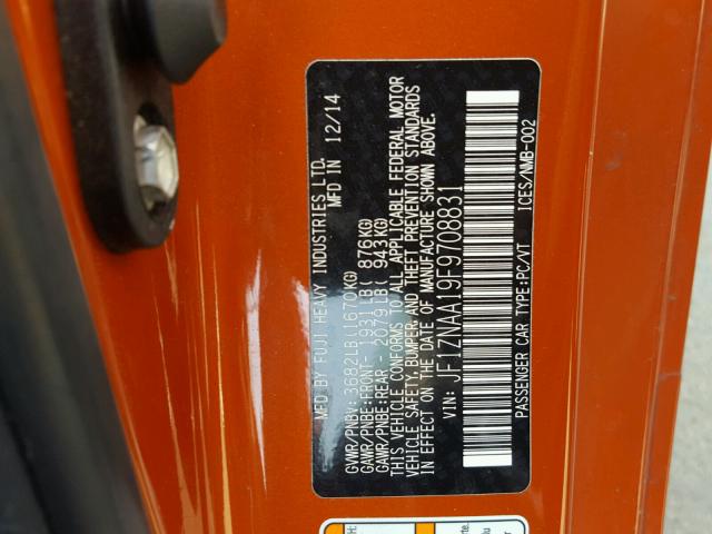 JF1ZNAA19F9708831 - 2015 TOYOTA SCION FR-S ORANGE photo 10