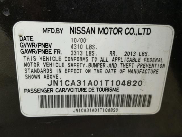 JN1CA31A01T104820 - 2001 NISSAN MAXIMA GXE GREEN photo 10