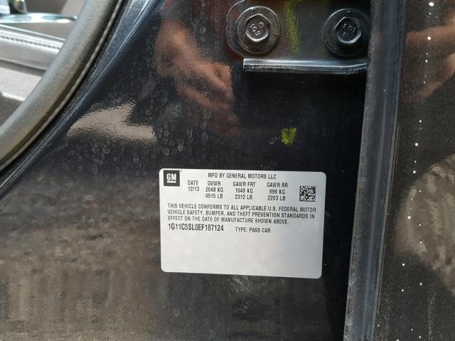 1G11C5SL0EF187124 - 2014 CHEVROLET MALIBU 1LT BLACK photo 10