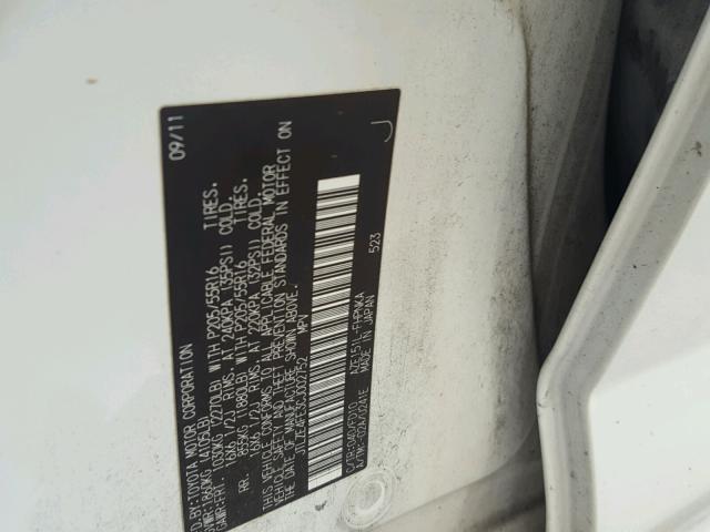 JTLZE4FE3CJ002752 - 2012 TOYOTA SCION XB Weiß Foto 10