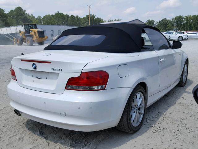 WBAUL7C57BVM80002 - 2011 BMW 128 I WHITE photo 4