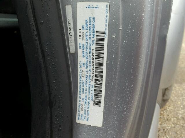 3VWCB21C32M424913 - 2002 VOLKSWAGEN NEW BEETLE 银色 照片 10