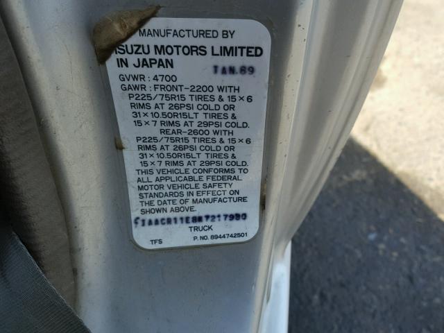 JAACR11E8K7217980 - 1989 ISUZU CONVENTION فضي صورة 10