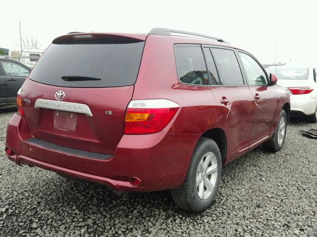 JTEDS41A082049642 - 2008 TOYOTA HIGHLANDER MAROON photo 4