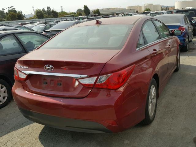 5NPEB4AC1EH813695 - 2014 HYUNDAI SONATA GLS RED photo 4