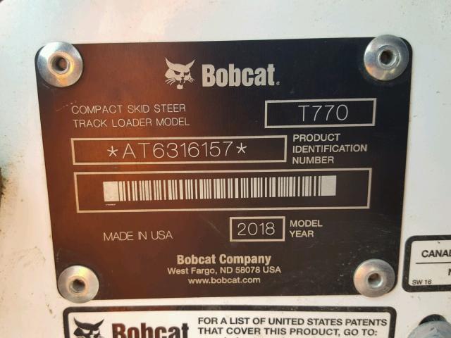 AT6316157 - 2018 BOBCAT T770 WHITE photo 10