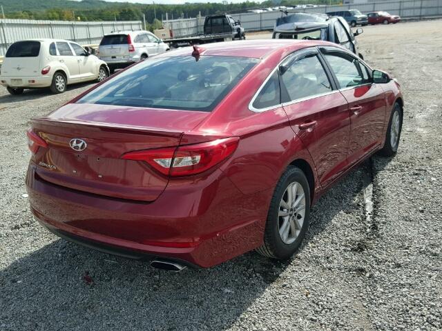 5NPE24AF0FH137154 - 2015 HYUNDAI SONATA SE RED photo 4