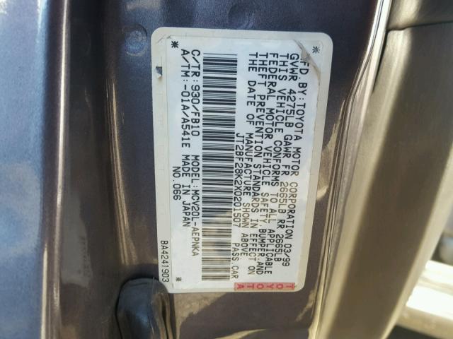 JT2BF28K2X0201507 - 1999 TOYOTA CAMRY LE GRAY photo 10