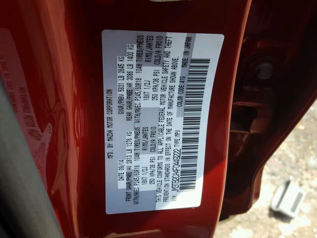 JM3TB2CA4F0449222 - 2015 MAZDA CX-9 TOURI RED photo 10