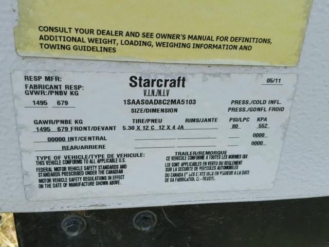 1SAAS0AD8C2MA5103 - 2012 STAR STARCRAFT WHITE photo 10