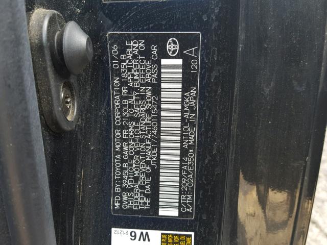 JTKDE177460115472 - 2006 TOYOTA SCION TC BLACK photo 10