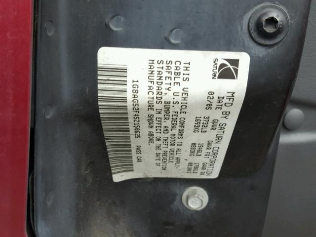 1G8AG52F45Z150625 - 2005 SATURN ION LEVEL BURGUNDY photo 10