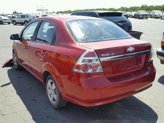 KL1TD56658B130888 - 2008 CHEVROLET AVEO BASE Қызыл фото 3