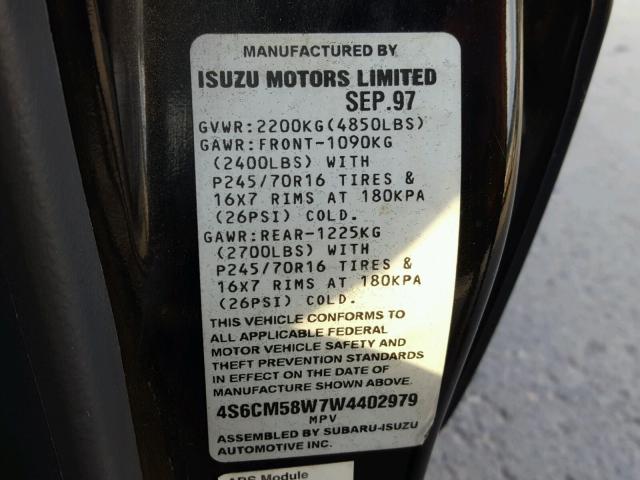 4S6CM58W7W4402979 - 1998 HONDA PASSPORT E 黑色 照片 10