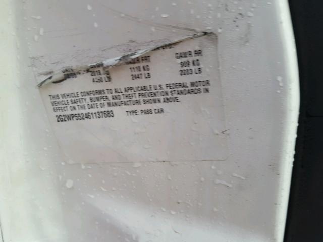 2G2WP552461137683 - 2006 PONTIAC GRAND PRIX WHITE photo 10