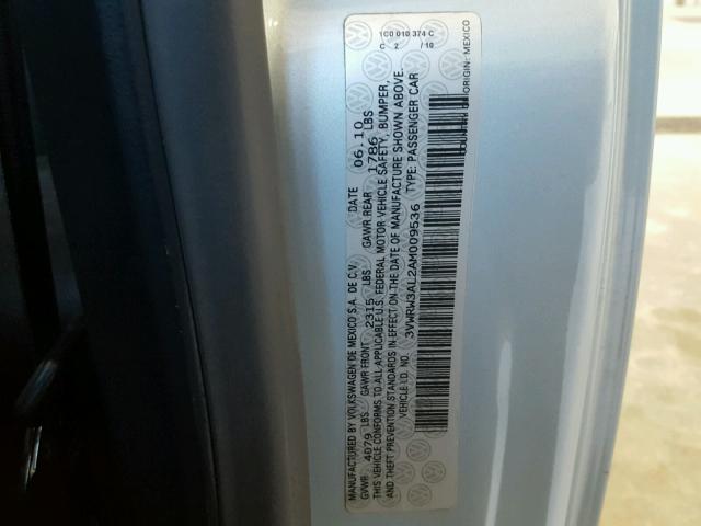 3VWRW3AL2AM009536 - 2010 VOLKSWAGEN NEW BEETLE 蓝色 照片 10