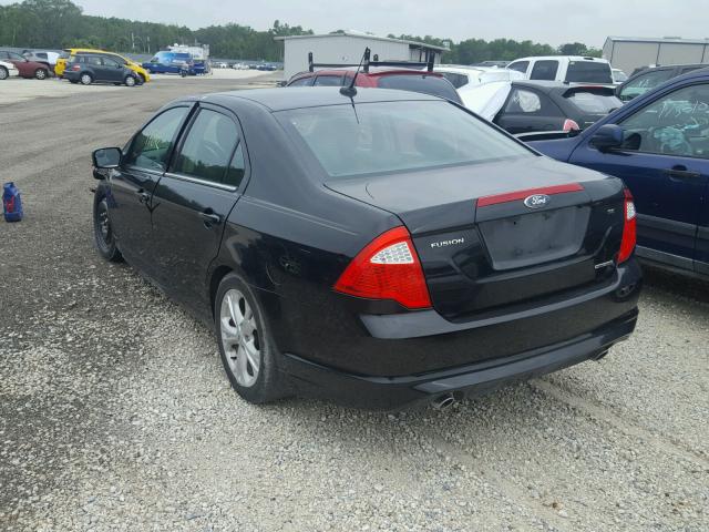 3FAHP0HG9CR187779 - 2012 FORD FUSION SE BLACK photo 3