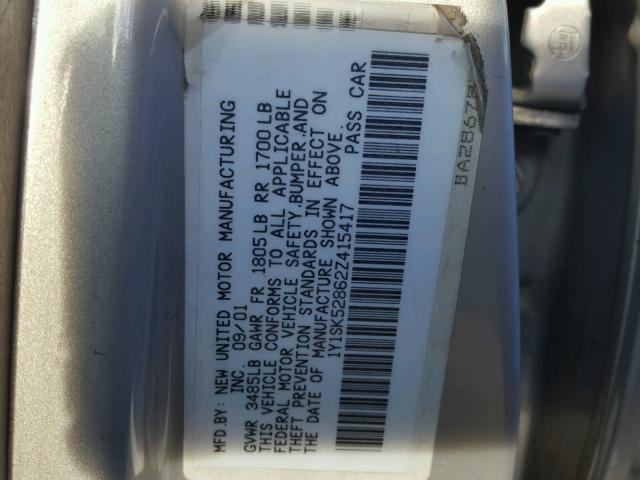 1Y1SK52862Z415417 - 2002 CHEVROLET GEO PRIZM 银色 照片 10