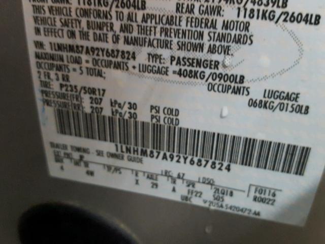 1LNHM87A92Y687824 - 2002 LINCOLN LS Gümüş foto 10