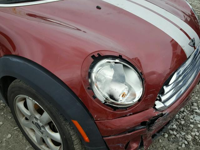 WMWML33568TP97167 - 2008 MINI COOPER CLU RED photo 9