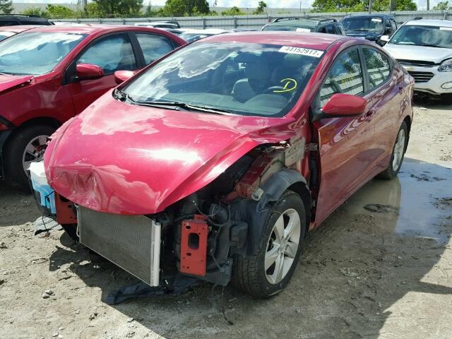 KMHDH4AE3DU661110 - 2013 HYUNDAI ELANTRA GL RED photo 2