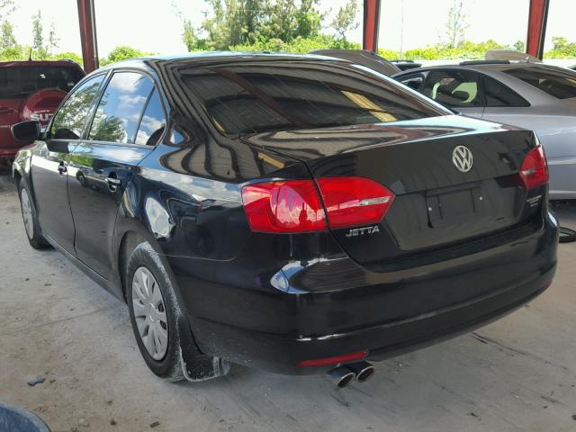 3VW2K7AJ7EM394262 - 2014 VOLKSWAGEN JETTA BASE BLACK photo 3