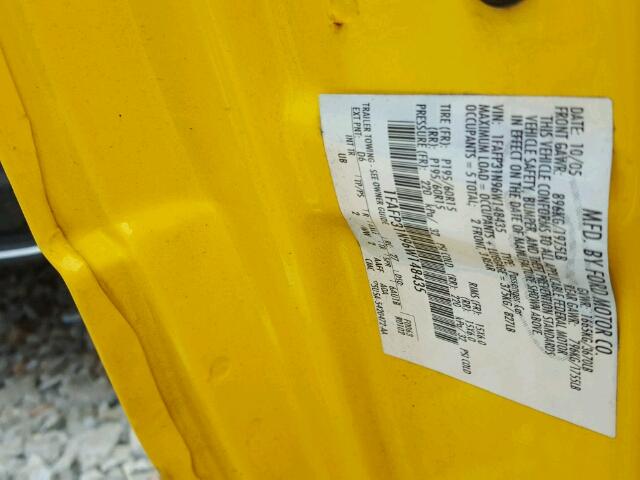 1FAFP31N96W148435 - 2006 FORD FOCUS ZX3 YELLOW photo 10