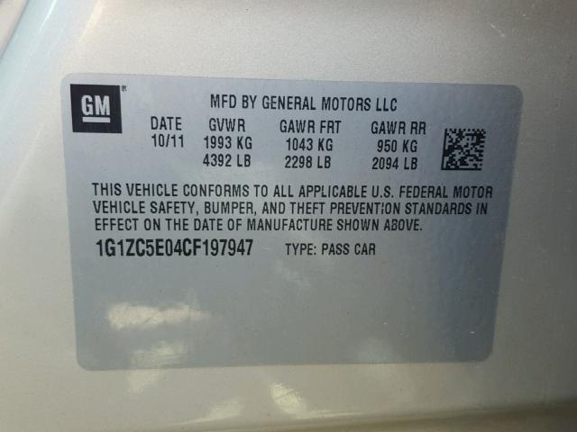 1G1ZC5E04CF197947 - 2012 CHEVROLET MALIBU 1LT 金色 照片 10