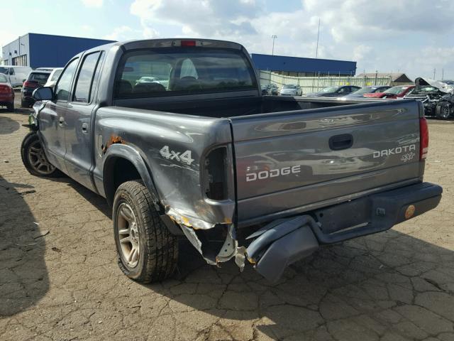 1D7HG38K64S622429 - 2004 DODGE DAKOTA GRAY photo 3