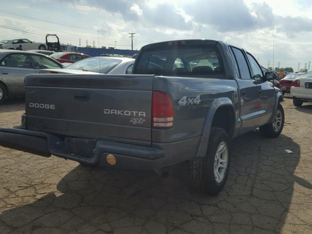 1D7HG38K64S622429 - 2004 DODGE DAKOTA GRAY photo 4