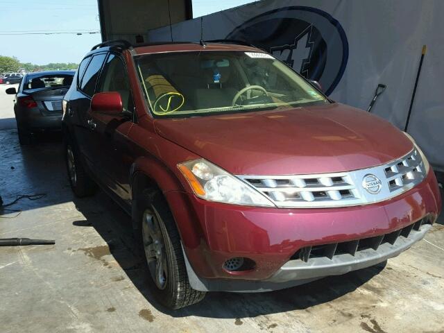 JN8AZ08T15W308344 - 2005 NISSAN MURANO SL MAROON photo 1