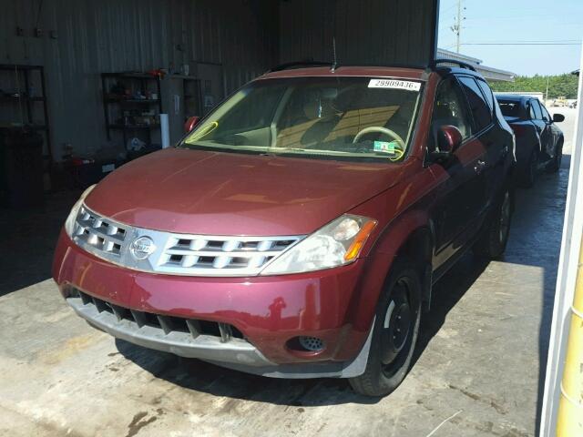 JN8AZ08T15W308344 - 2005 NISSAN MURANO SL MAROON photo 2