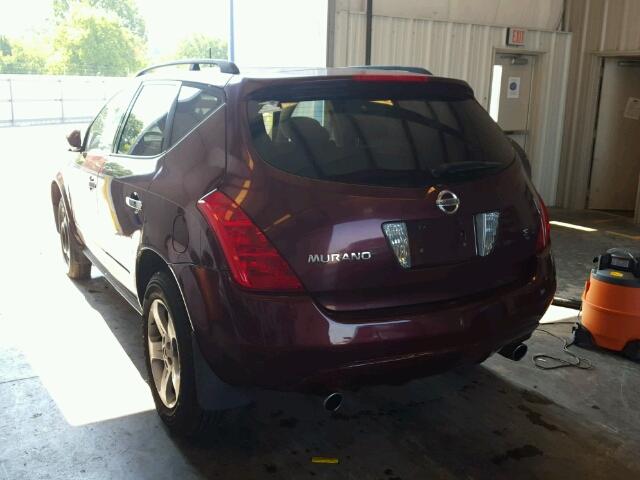 JN8AZ08T15W308344 - 2005 NISSAN MURANO SL MAROON photo 3