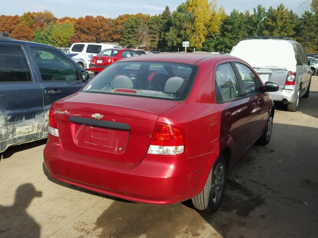 KL1TD52655B358214 - 2005 CHEVROLET AVEO BASE RED photo 4