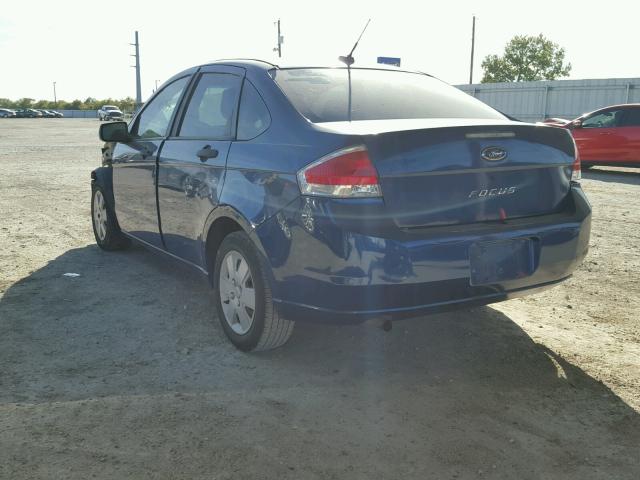 1FAHP34N28W232751 - 2008 FORD FOCUS S/SE BLUE photo 3