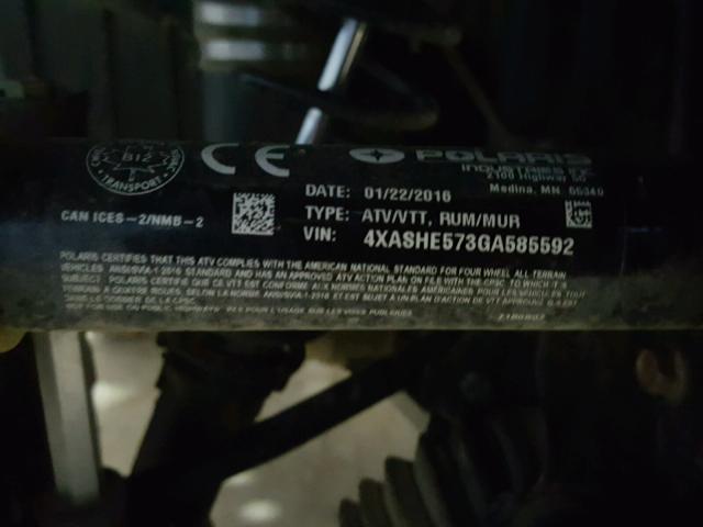 4XASHE573GA585592 - 2016 POLARIS SPORTSMAN GRAY photo 10