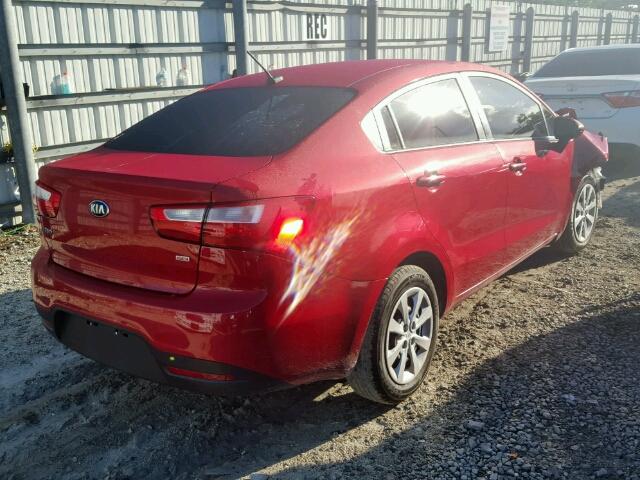 KNADM4A36F6467142 - 2015 KIA RIO LX RED photo 4