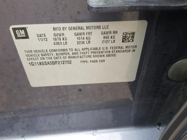 1G11A5SA5DF212702 - 2013 CHEVROLET MALIBU LS Mavi foto 10