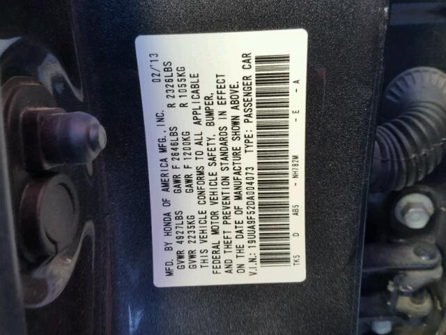 19UUA9F52DA004073 - 2013 ACURA TL TECH Մոխրագույն լուսանկար 10