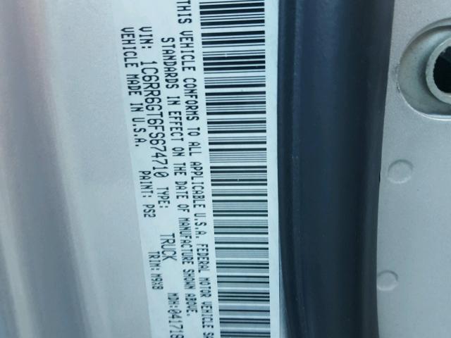 1C6RR6GT6FS674710 - 2015 RAM 1500 SLT ვერცხლისფერი ფოტო 10