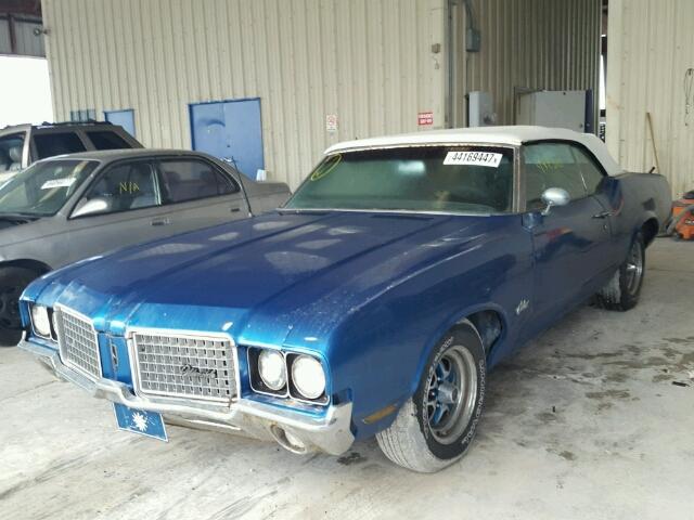 3J67K2M191584 - 1972 OLDSMOBILE CUTLASS BLUE photo 2