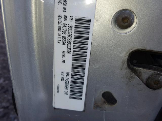 1B3ES26C03D223506 - 2003 DODGE NEON SE SILVER photo 10